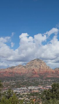 Vertical Video Sedona Arizona with Scenic Clouds Pan Timelapse