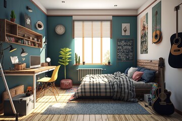 Maximizing Space: A Teenage Room that Combines a Computer, Bed, and Workspace in One
