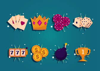 Casino virtual game asset for design casino games. Asset design for internet casino game online.