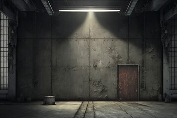 Industrial background. Grunge industrial pipe wall. Dark wall concrete garage room modern background scene. Generative AI