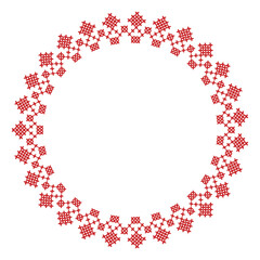 Round frame cross-stitch motifs folk embroidery