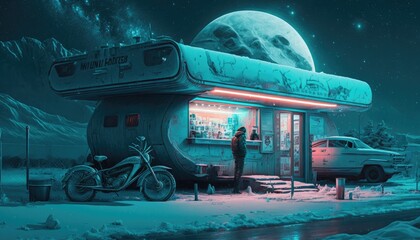 Naklejka premium People walking in the space planet