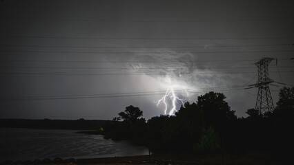 Thunderstorm, lightning over the city