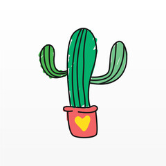 A simple logo design of a cactus. Cactus plant logo template. Cactus logo design concept