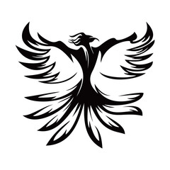 phoenix silhouette logo design. fire bird in mythology.