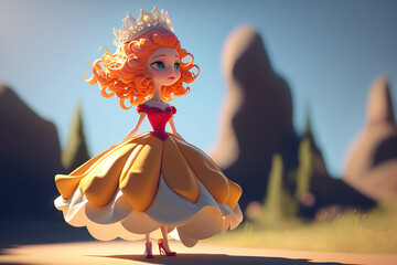 little princess doll character cartoon - aI generated