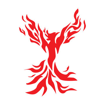 phoenix silhouette logo design. fire bird in mythology.
