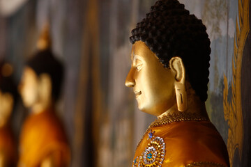 Buddha statues in Wat Phra Doi Suthep, Chiang Mai. Thailand.