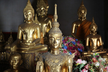 Wat Pathumkhongkha Ratchaworawiharn, Bangkok. Buddha statues. Thailand.