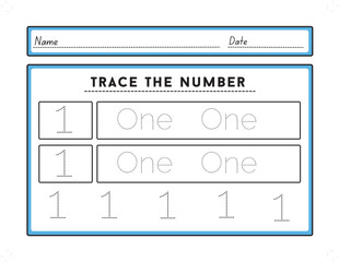 Number tracing worksheets and tracing activity book for kids The practice of writing numbers 1 Tracking worksheet number one learn to count and write