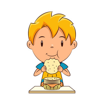 Kid Eating Tortilla, Homemade, Maize, Flour, Food