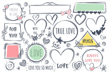 Various styles of text boxes are designed for use in comics and illustrations