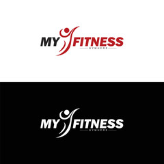 Modern minimalist gym, yoga, fitness logo design vector template