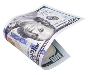 One hundred dollar bill isolated on transparent background