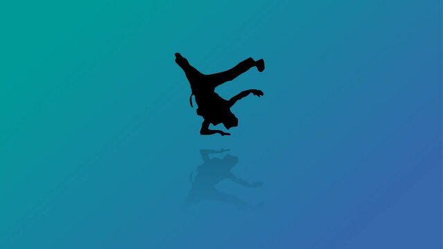 Silhouette of man dancer background and 2d animation, dancing 