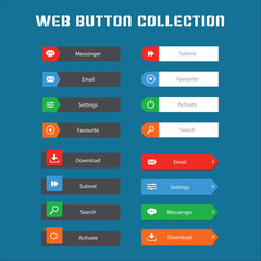 Colorful web design button collection with flat design