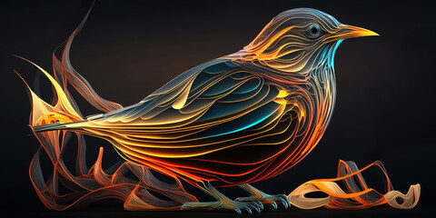 bird of paradise energy glowing lines, generative ai