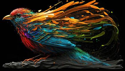 beautiful illustration of an abstract bird background with colorful splashes, generative ai