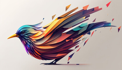 abstract bird background with colorful splashes, generative ai