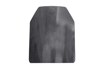 Plate armor made of bulletproof material, isolated on a white background. Shield for protection from shotgun blasts and bullets