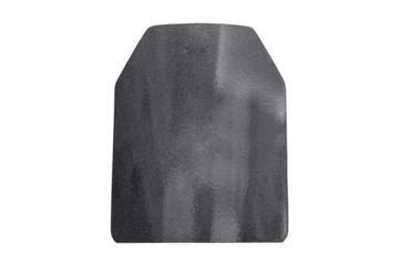 Plate armor made of bulletproof material, isolated on a white background. Shield for protection from shotgun blasts and bullets