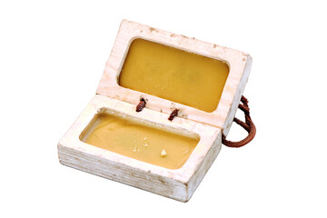 Retro wax writing tablet, isolated on a white background. Wooden tablet for text, isolated on a white background. Vintage plate for the manuscript.