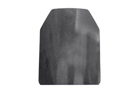 Plate armor made of bulletproof material, isolated on a white background. Shield for protection from shotgun blasts and bullets