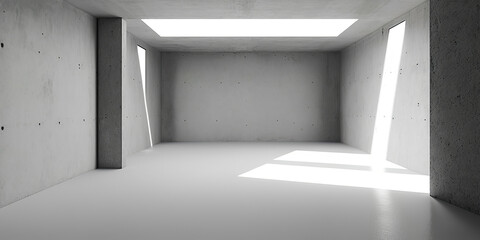 empty abstract grey concrete room with wall and window, generative ai