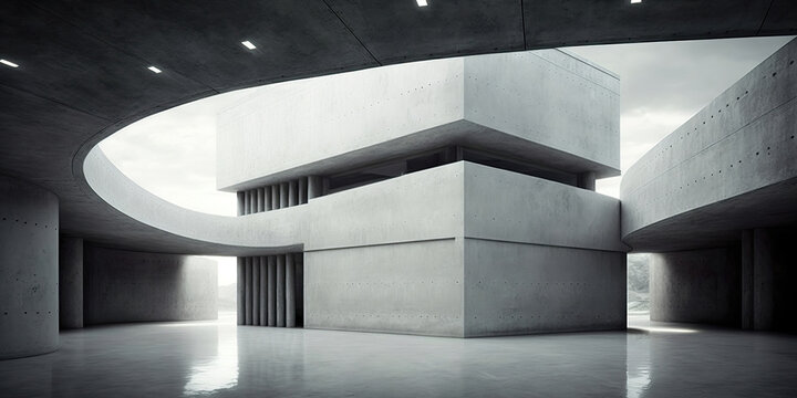 abstract concrete architecture modern building design, generative ai