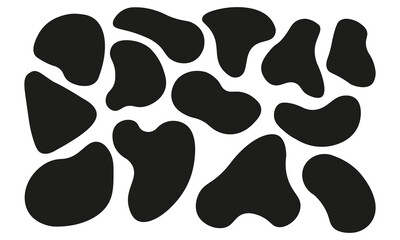 Organic blobs set icon. Random shapes cube drop