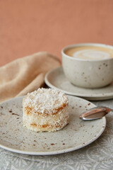 Aesthetic vegan carrot dessert with agave syrup. No baking, gluten free, sugar free cake. Right for fast
