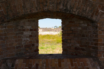 Window opening in the brick wall of Fort Pickens, Pensacola Beach, FL
