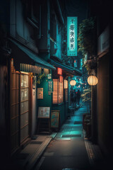 Japan at night, city street
