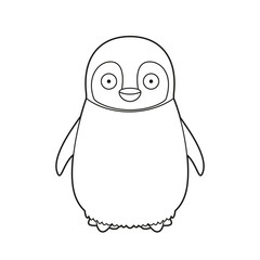 Easy coloring cartoon vector illustration of a baby penguin