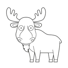 Easy coloring cartoon vector illustration of a moose