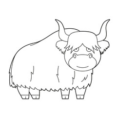 Easy coloring cartoon vector illustration of a yak