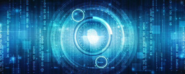 2d Illustration Fingerprint Scanning Technology Concept 