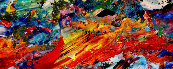 Color texture. Hand drawn oil painting on canvas. Abstract art background. Modern, contemporary art. Colorful canvas. Wall decor background	
