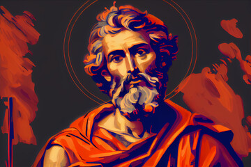 Saint Andrew Apostle of Christ Colored Illustration. Generative Ai.