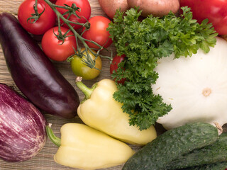 Fresh vegetables. Copy space. The concept of healthy food.