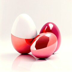 3D burgundy and white Easter eggs. Isolated on a white background. Holiday background.