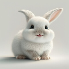cute white baby bunny, generative ai