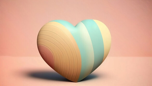 Romantic pastel heart new quality universal colorful technology stock image illustration design, generative ai