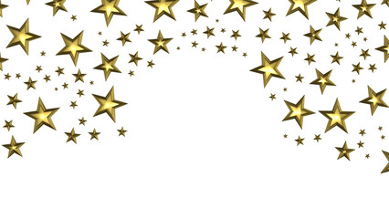 XMAS Stars - Banner with golden decoration. Festive border with falling glitter dust and stars.