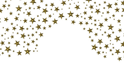 XMAS Stars - Banner with golden decoration. Festive border with falling glitter dust and stars.