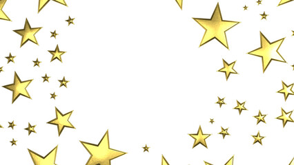 Fototapeta premium XMAS Stars - Banner with golden decoration. Festive border with falling glitter dust and stars.