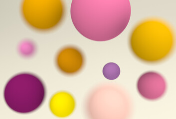 3D Image of Delicate Ball Background - Pastel Sphere with DOF Effect - Light Elegant Graphic Design Backdrop
