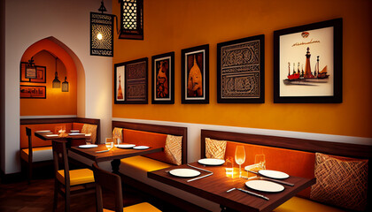 Indian restaurant beautiful interior decoration 