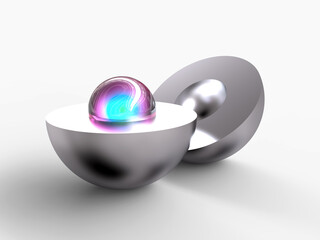 Birth of New - 3D Concept Image with Balls - Elegant Abstract Graphic Design Symbol 
