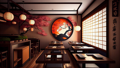 Japanese restaurant beautiful interior decoration